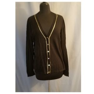 NWOT Michael Kors Black Sweater with Gold Buttons